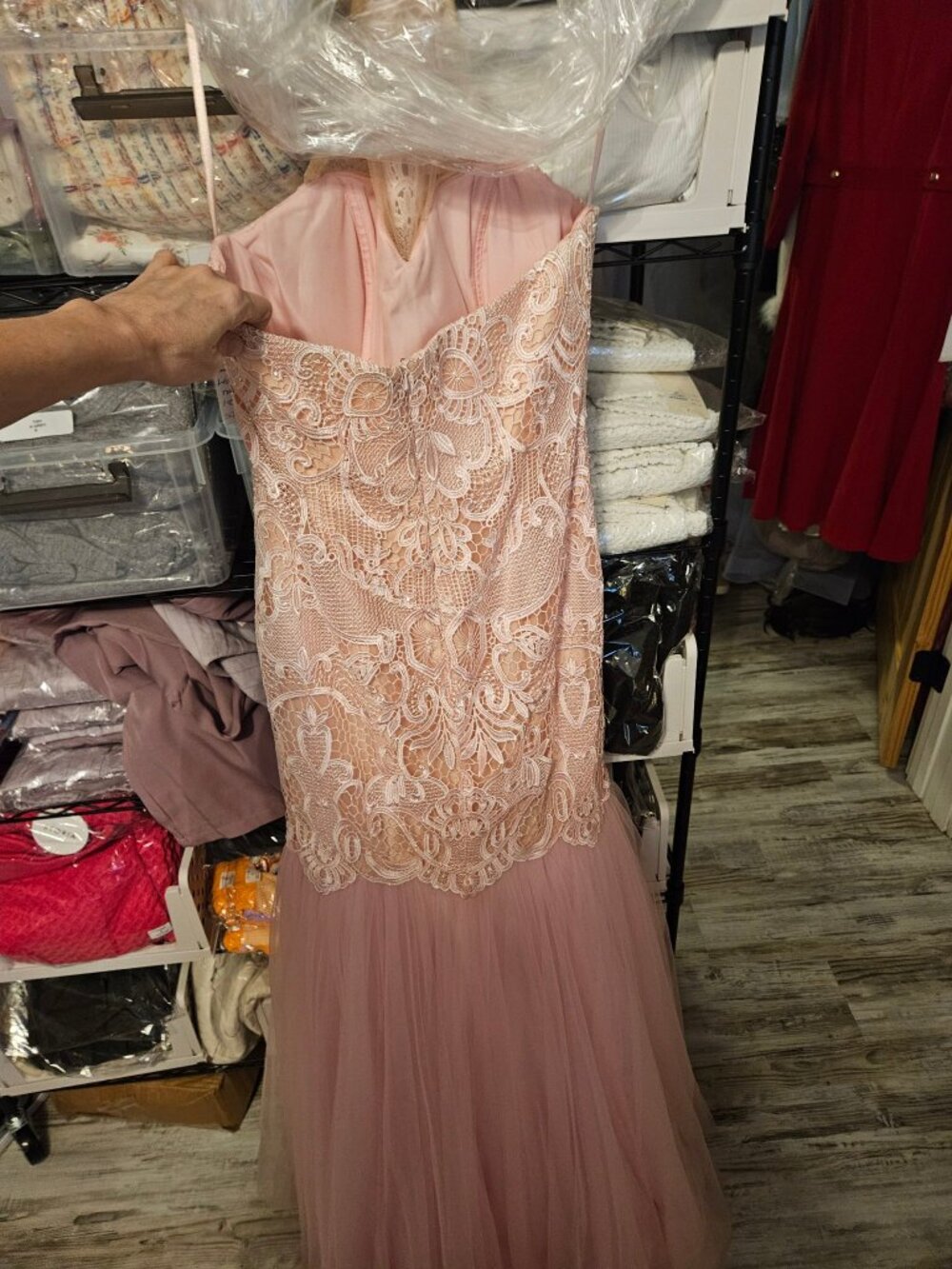Jovani 2629 Blush Lace Halter Mermaid Gown Size 6 NWT